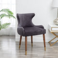 Fauteuil d'appoint en velours gris avec pieds en bois d'hévéa