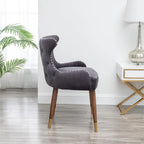 Fauteuil d'appoint en velours gris avec pieds en bois d'hévéa
