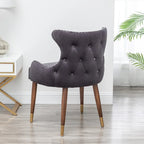 Fauteuil d'appoint en velours gris avec pieds en bois d'hévéa