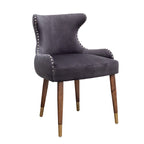 Fauteuil d'appoint en velours gris avec pieds en bois d'hévéa