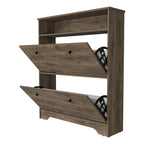 Meuble à chaussures 2 niveaux avec portes – Brun foncé