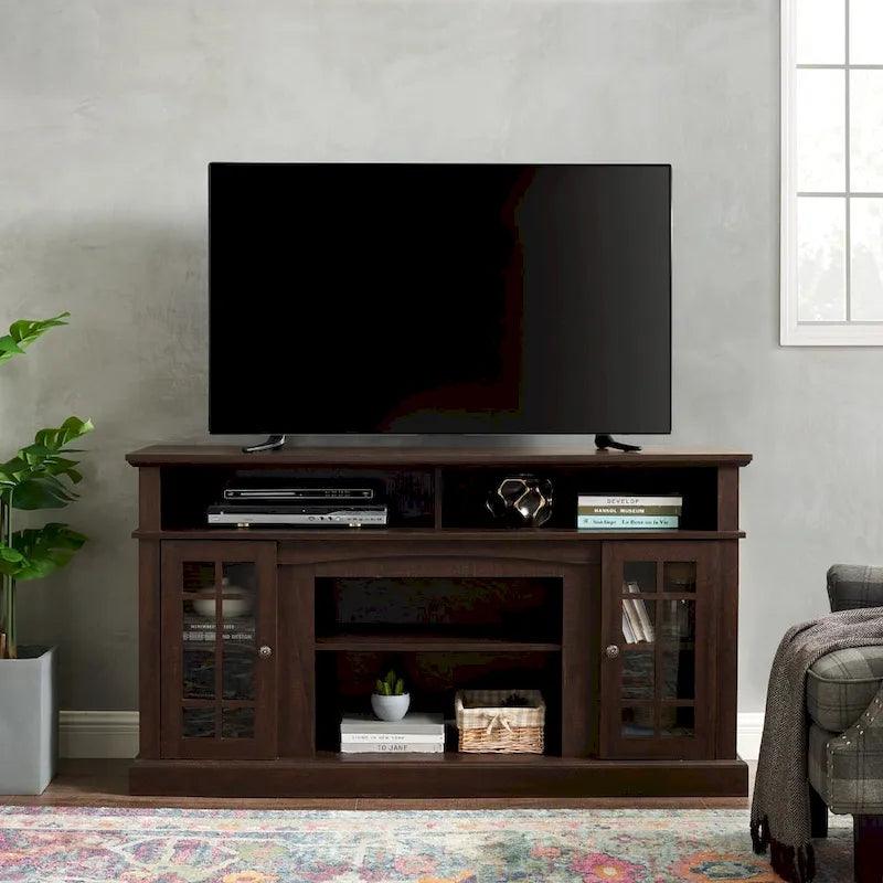 Meuble TV de 147,9 cm avec rangements ouverts et fermés pour téléviseurs jusqu'à 65 po