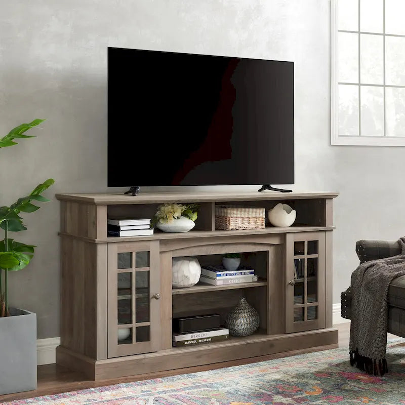Meuble TV de 147,9 cm avec rangements ouverts et fermés pour téléviseurs jusqu'à 65 po