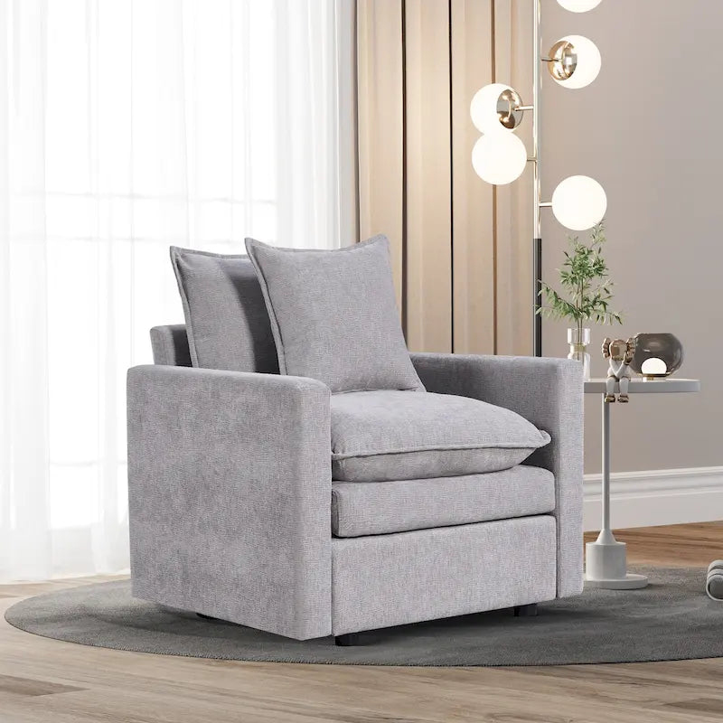 Fauteuil d'appoint rembourré avec structure en bois massif