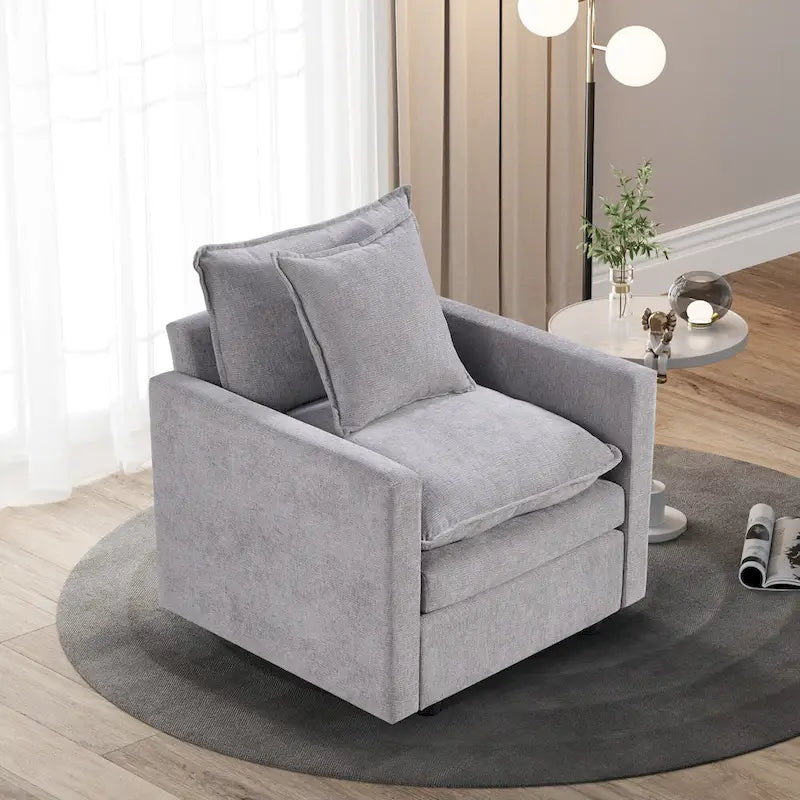Fauteuil d'appoint rembourré avec structure en bois massif