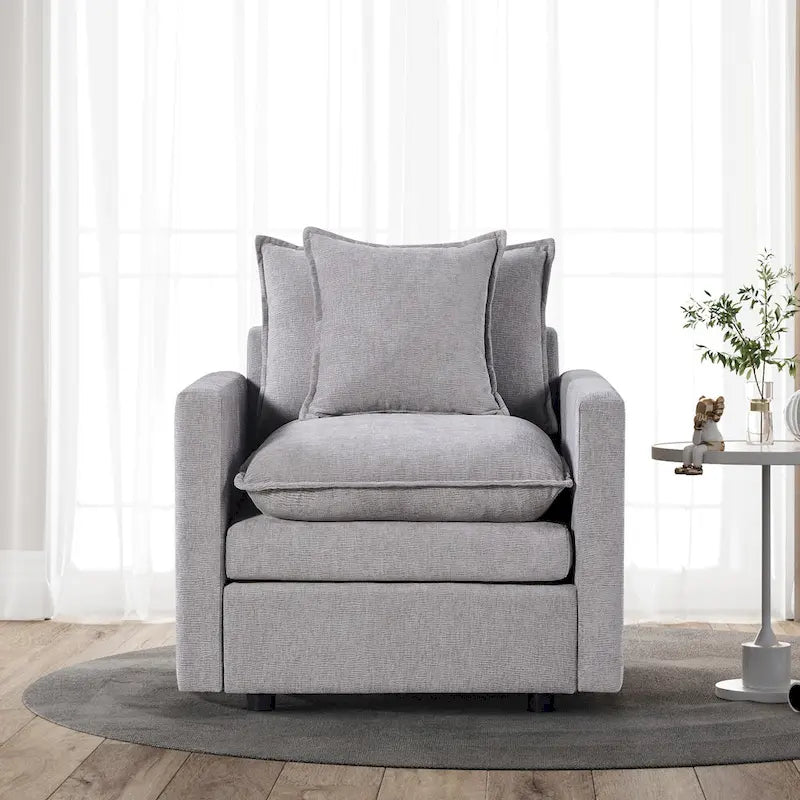 Fauteuil d'appoint rembourré avec structure en bois massif