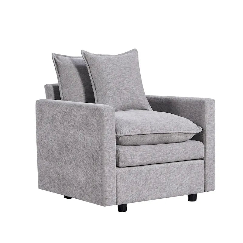 Fauteuil d'appoint rembourré avec structure en bois massif