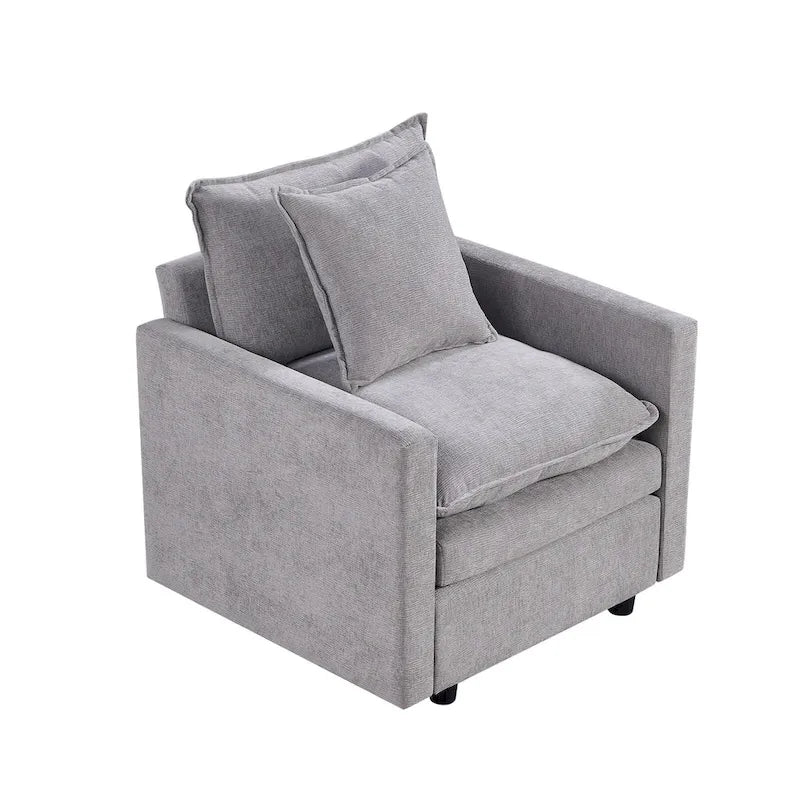 Fauteuil d'appoint rembourré avec structure en bois massif