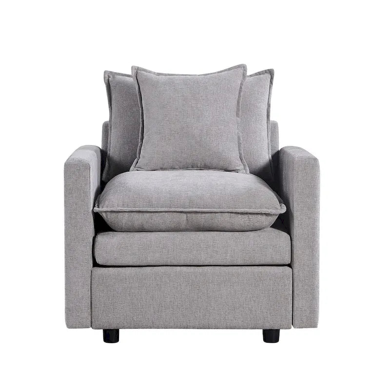 Fauteuil d'appoint rembourré avec structure en bois massif