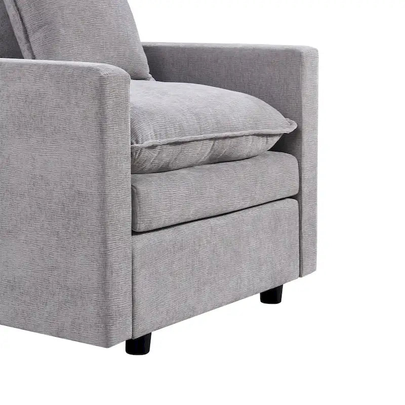Fauteuil d'appoint rembourré avec structure en bois massif