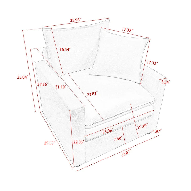 Fauteuil d'appoint rembourré avec structure en bois massif