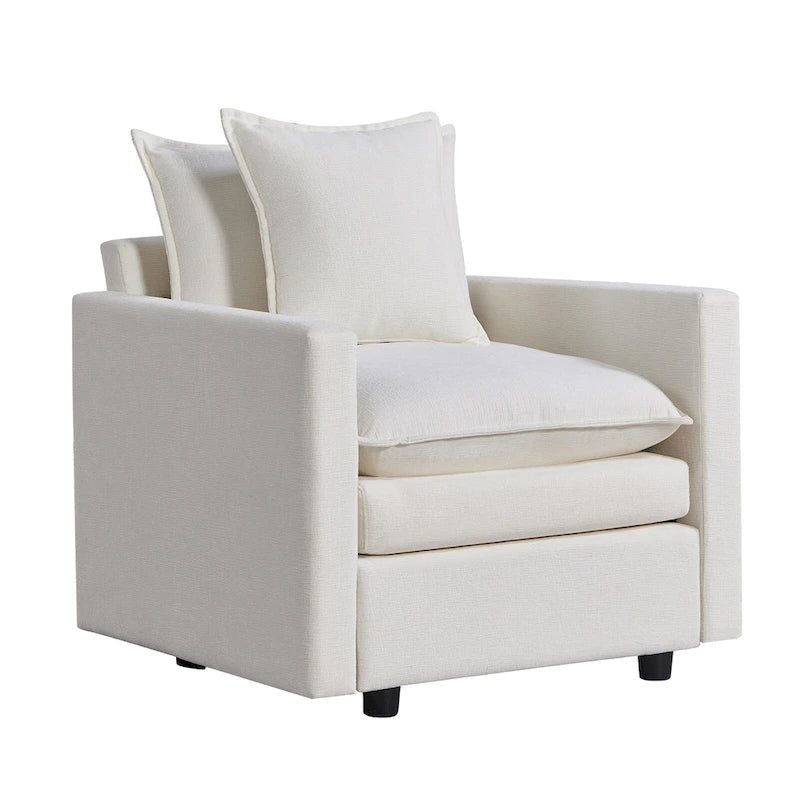 Fauteuil d'appoint rembourré avec structure en bois massif