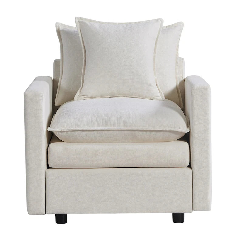 Fauteuil d'appoint rembourré avec structure en bois massif