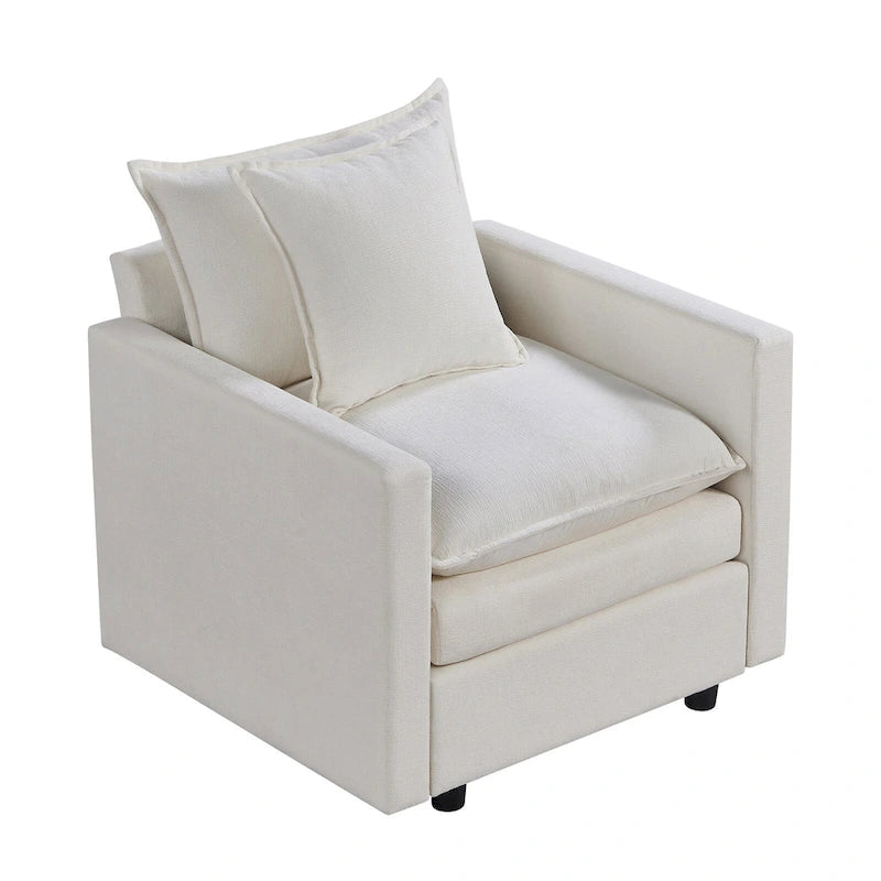 Fauteuil d'appoint rembourré avec structure en bois massif