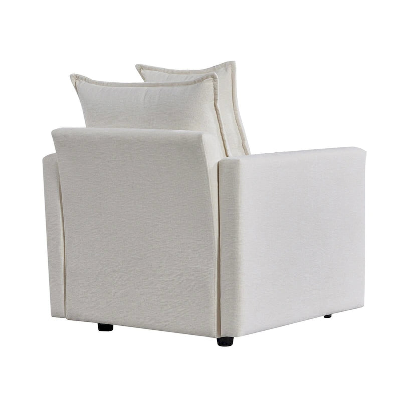 Fauteuil d'appoint rembourré avec structure en bois massif