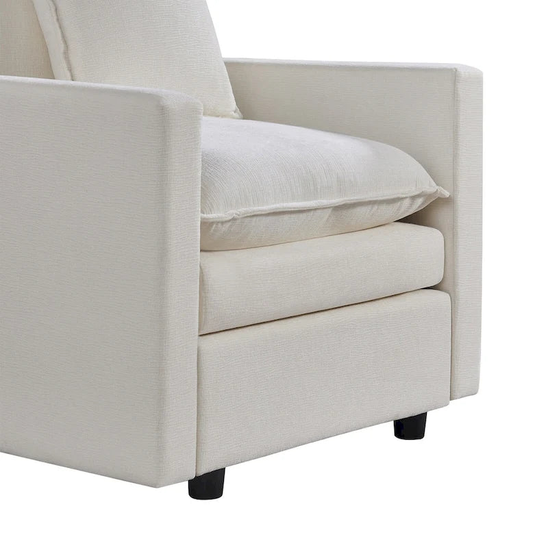 Fauteuil d'appoint rembourré avec structure en bois massif