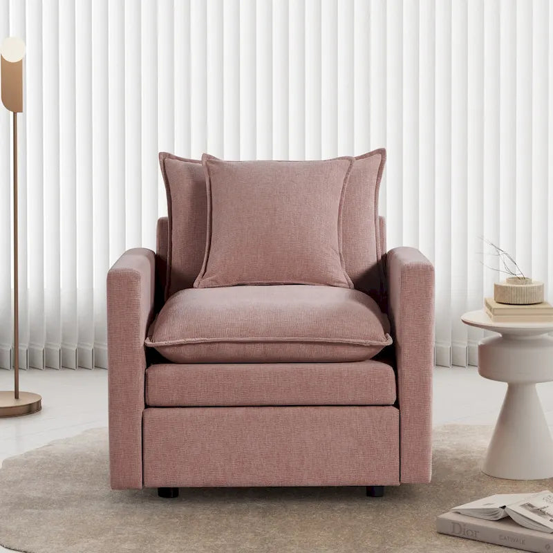 Fauteuil d'appoint rembourré avec structure en bois massif