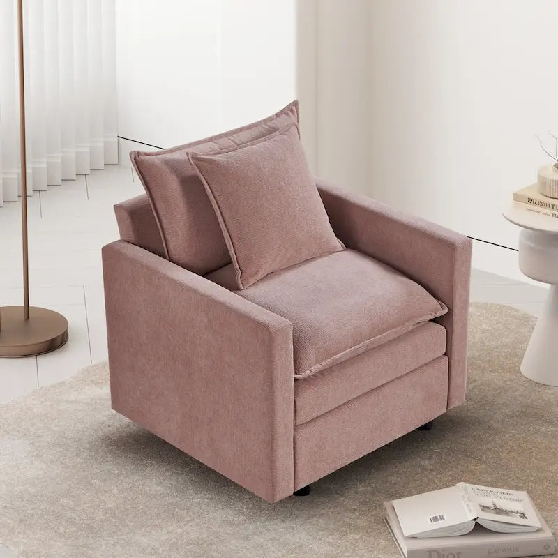 Fauteuil d'appoint rembourré avec structure en bois massif