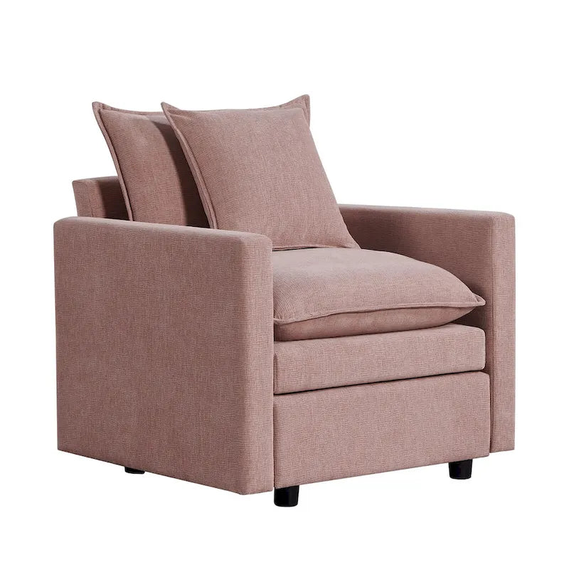 Fauteuil d'appoint rembourré avec structure en bois massif