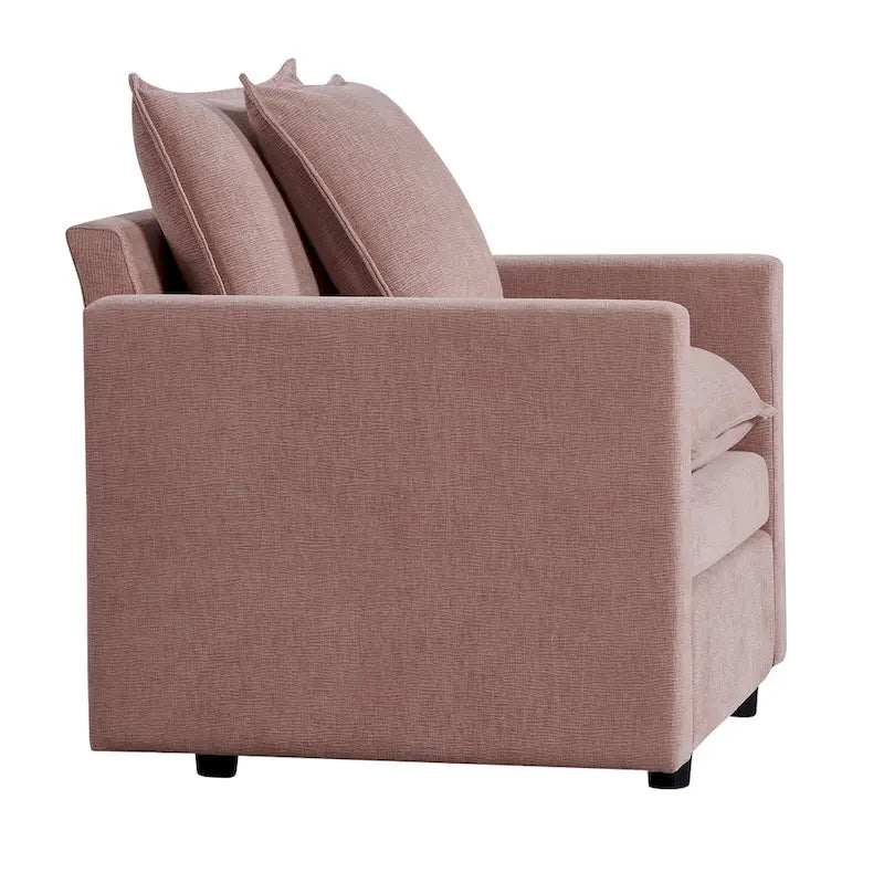 Fauteuil d'appoint rembourré avec structure en bois massif