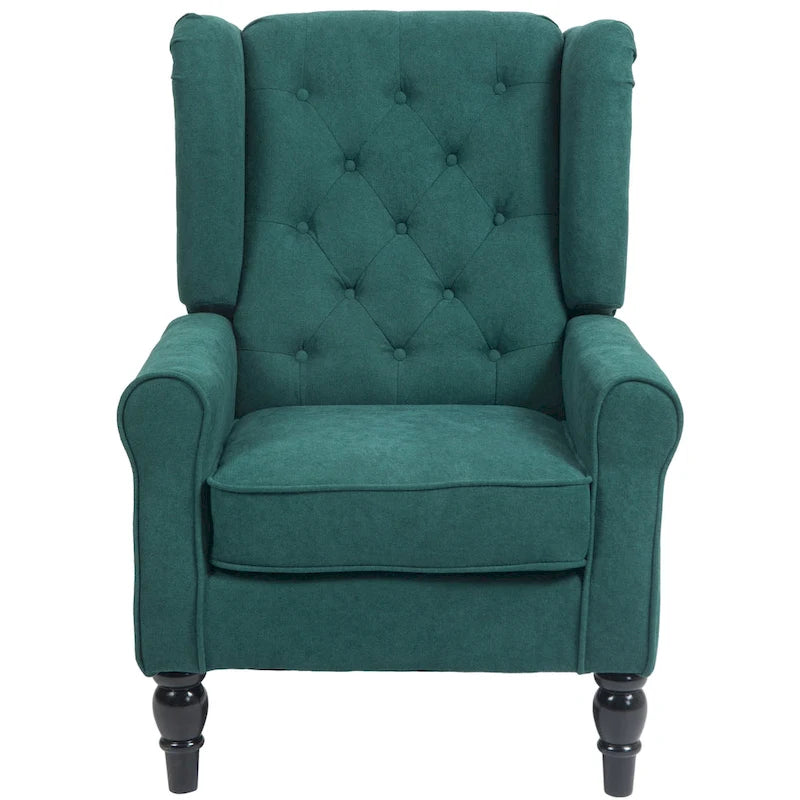Fauteuil d'appoint dossier haut capitonné vert foncé