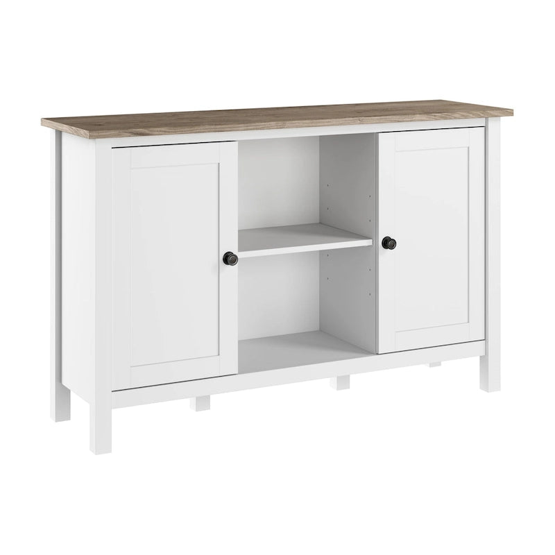 Meuble de rangement avec casiers ouverts et portes