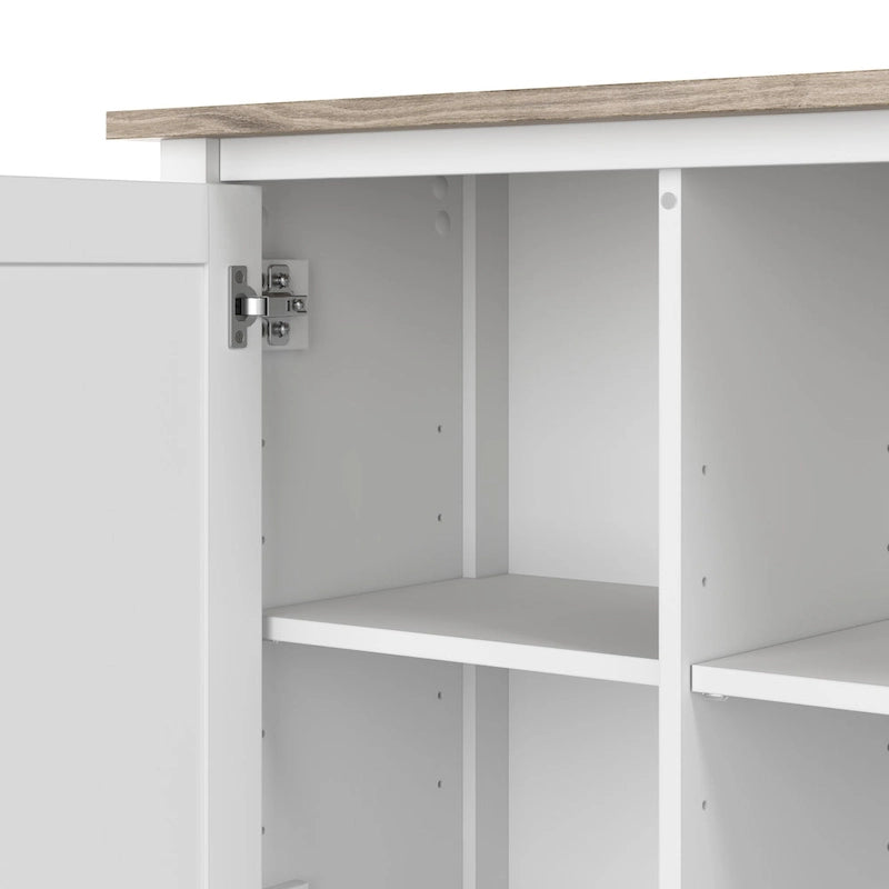 Meuble de rangement avec casiers ouverts et portes