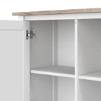 Meuble de rangement avec casiers ouverts et portes
