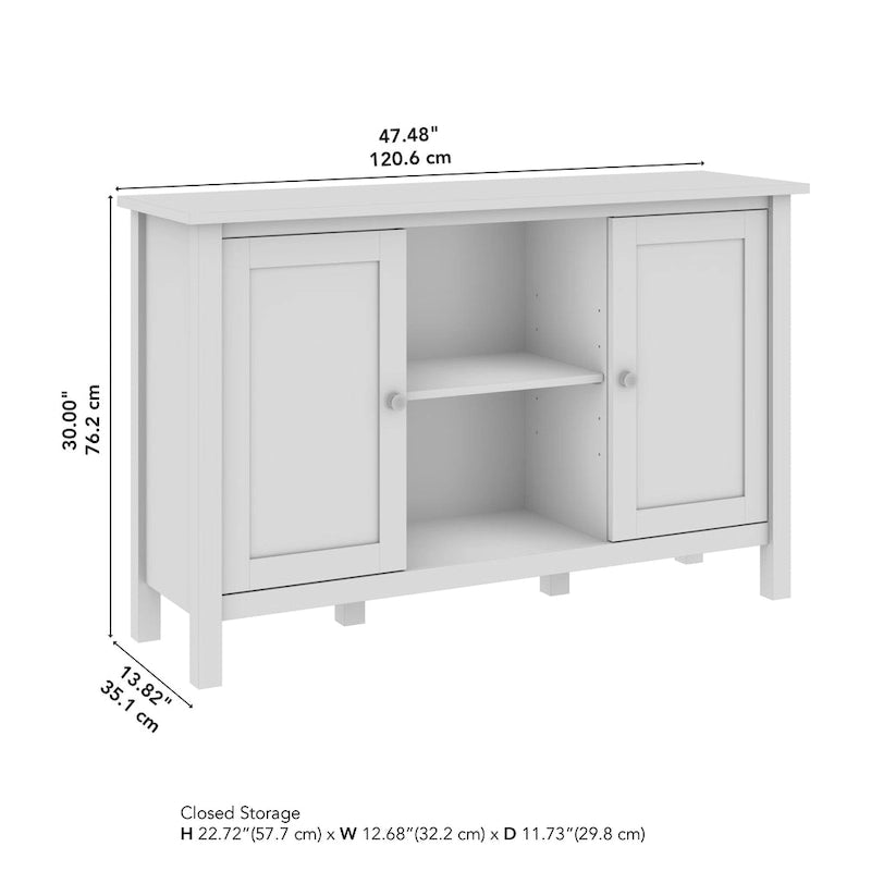 Meuble de rangement avec casiers ouverts et portes