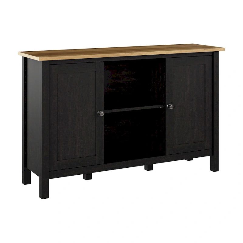 Meuble de rangement avec casiers ouverts et portes