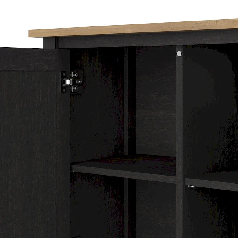 Meuble de rangement avec casiers ouverts et portes