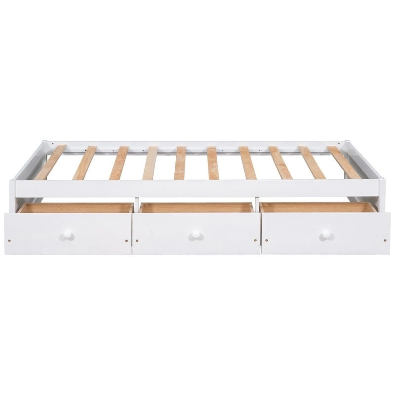 Cadre de lit plateforme simple avec 3 tiroirs de rangement