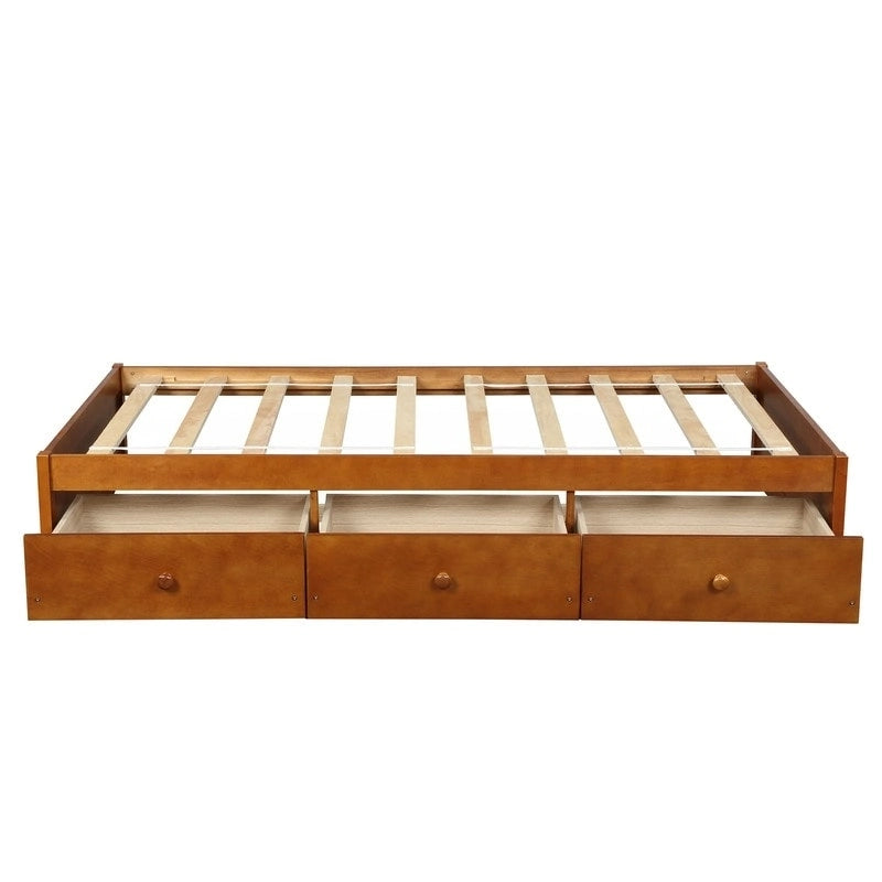 Cadre de lit plateforme simple avec 3 tiroirs de rangement