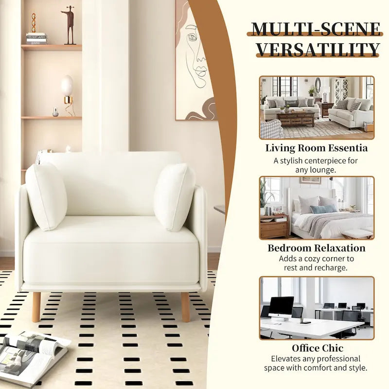 Fauteuil d'appoint en tissu avec pieds en bois