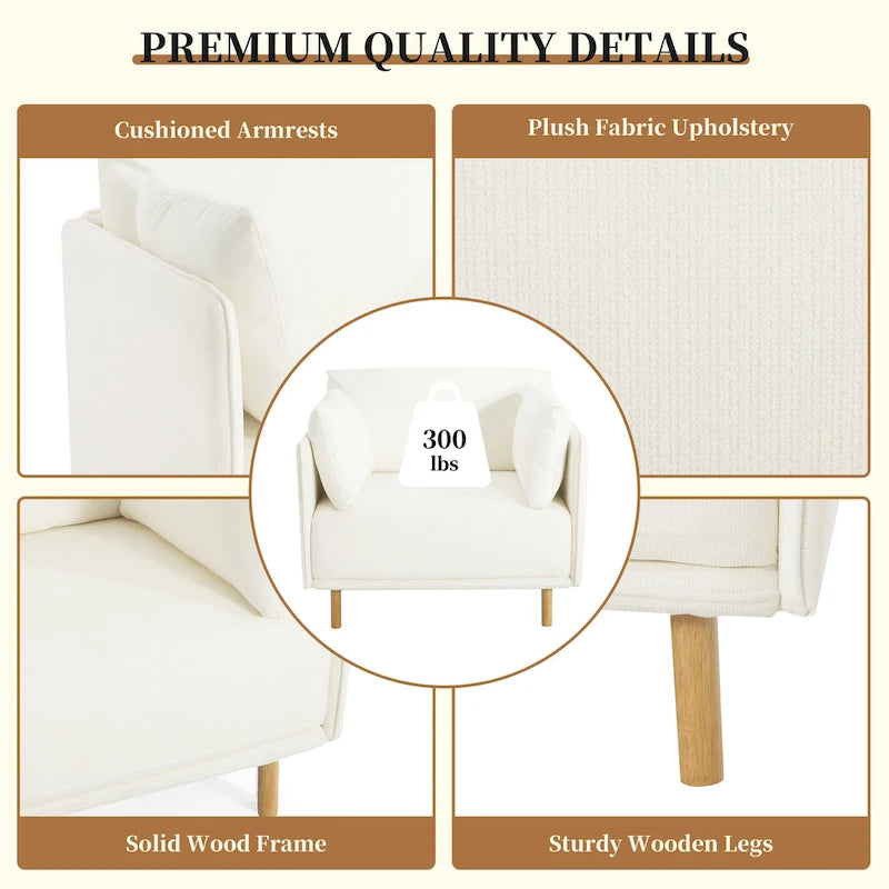 Fauteuil d'appoint en tissu avec pieds en bois