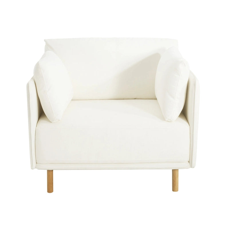 Fauteuil d'appoint en tissu avec pieds en bois