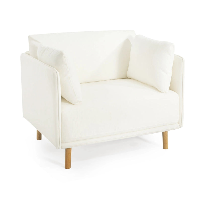 Fauteuil d'appoint en tissu avec pieds en bois