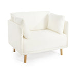 Fauteuil d'appoint en tissu avec pieds en bois