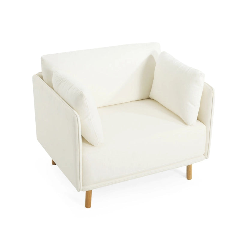Fauteuil d'appoint en tissu avec pieds en bois