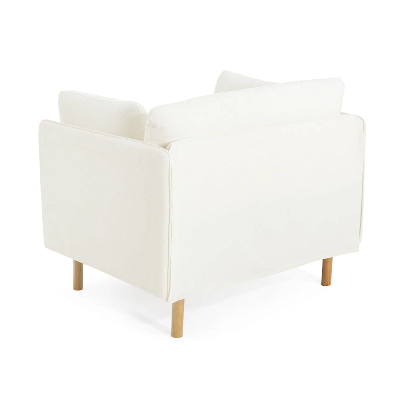 Fauteuil d'appoint en tissu avec pieds en bois