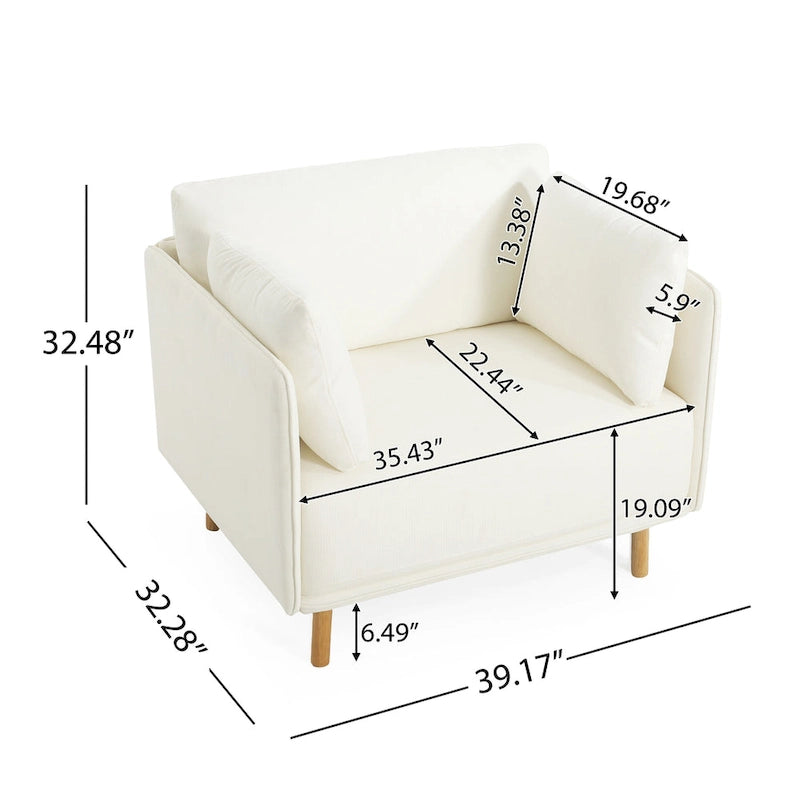 Fauteuil d'appoint en tissu avec pieds en bois