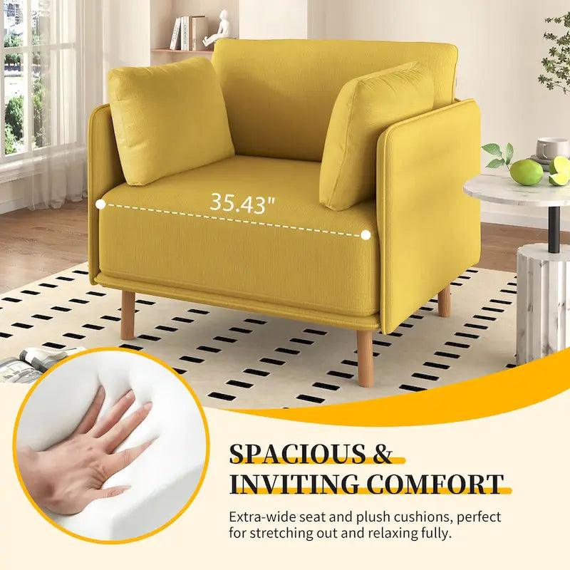 Fauteuil d'appoint en tissu avec pieds en bois