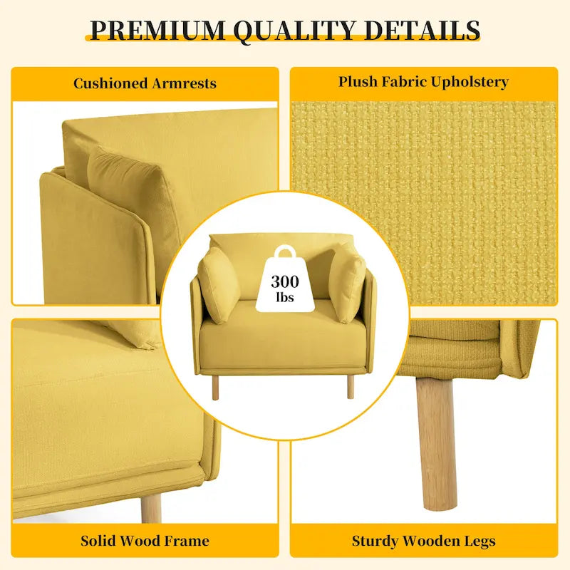 Fauteuil d'appoint en tissu avec pieds en bois