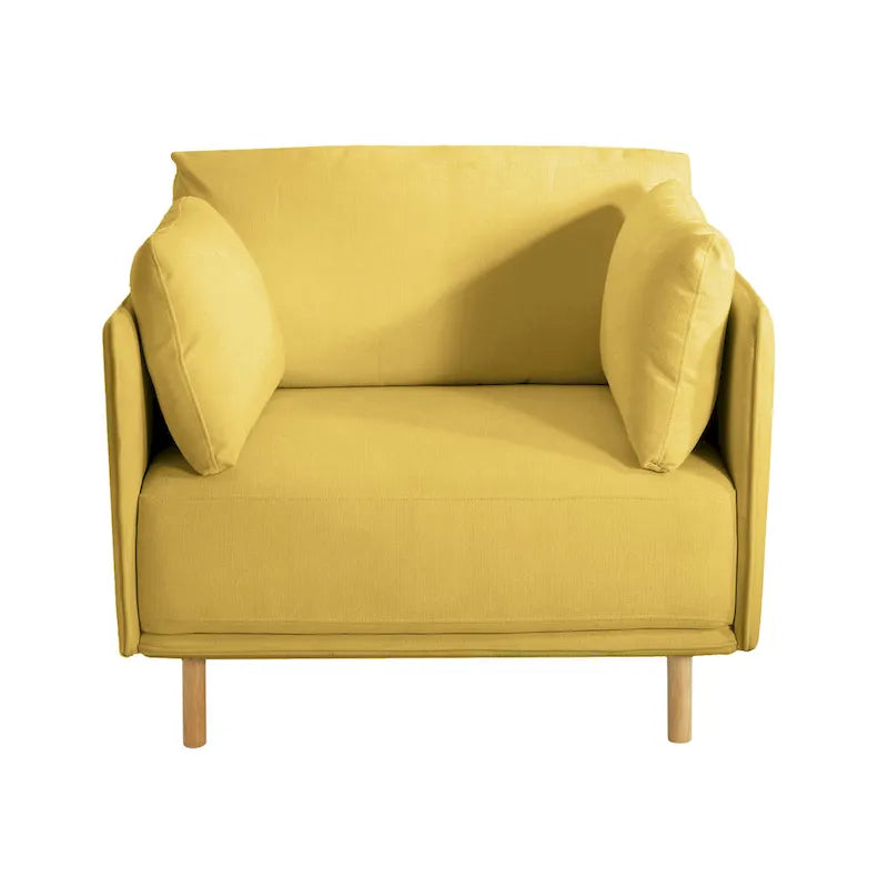 Fauteuil d'appoint en tissu avec pieds en bois