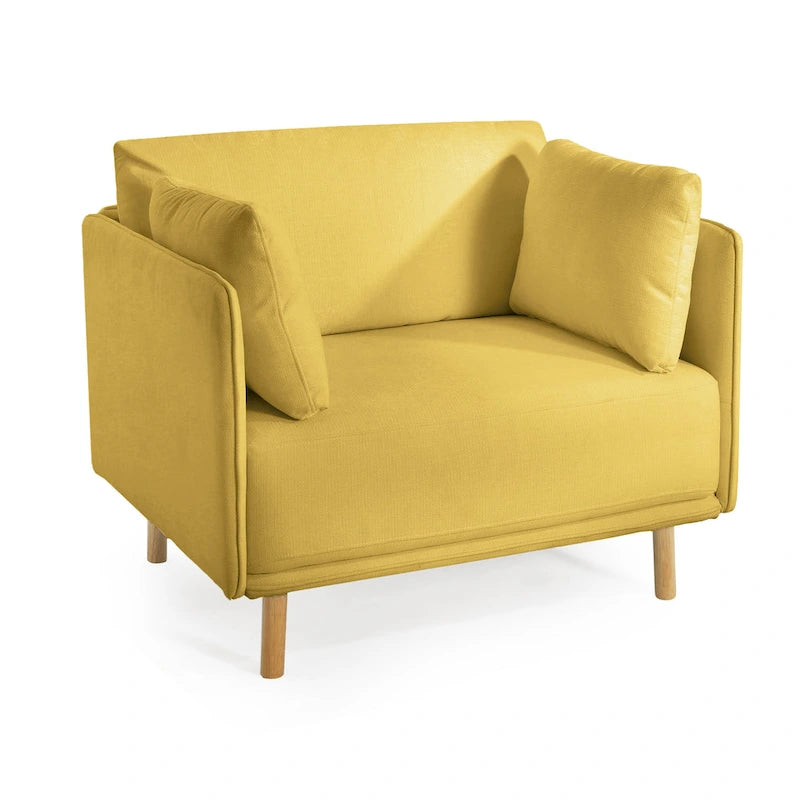 Fauteuil d'appoint en tissu avec pieds en bois
