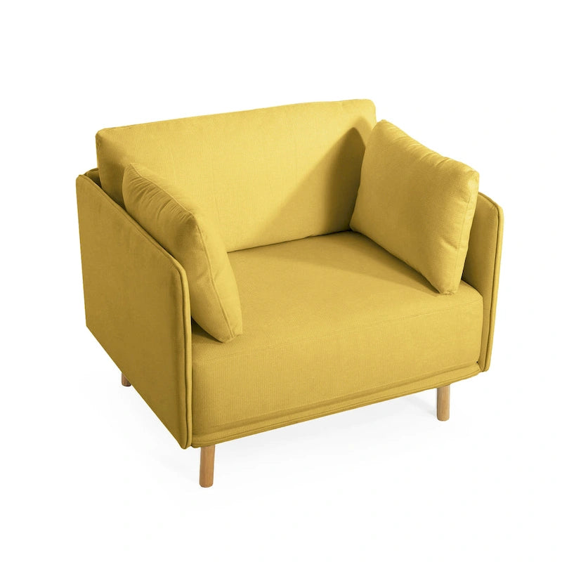 Fauteuil d'appoint en tissu avec pieds en bois