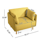 Fauteuil d'appoint en tissu avec pieds en bois