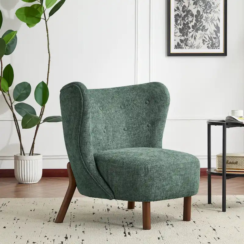 Fauteuil d'appoint moderne sans accoudoirs avec cadre en bois massif