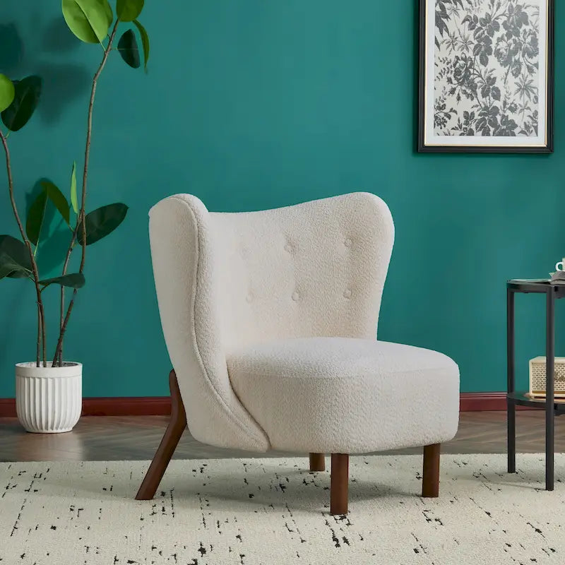 Fauteuil d'appoint moderne sans accoudoirs avec cadre en bois massif