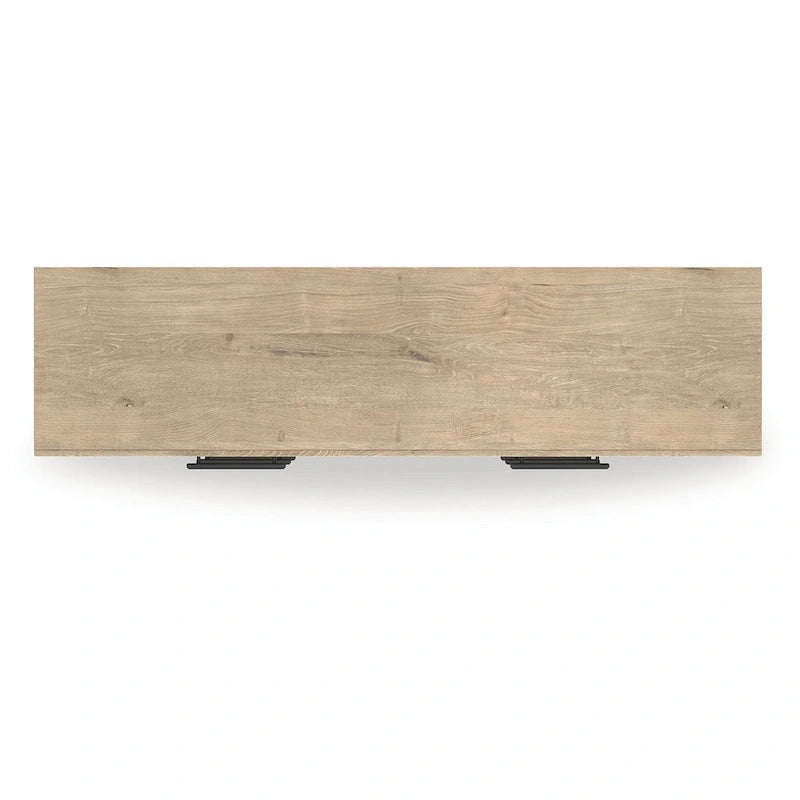Commode 6 tiroirs avec poignées noires – Beige